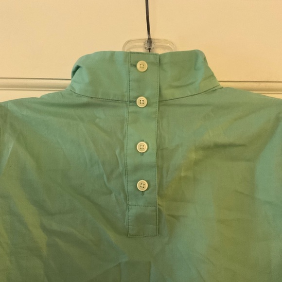 EVERLANE The Wing-Shoulder Mock Neck Top Blouse Jade Green Size 00 NWT - Picture 6 of 9